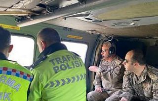 Tunceli’de helikopterli trafik denetimi