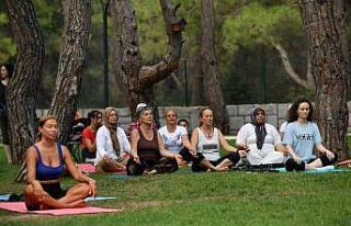 “Barışa evet” sloganıyla yoga yaptılar