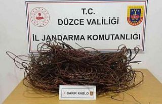 Çalıntı kabloları yakarken yakalandı