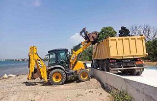 Çiftlikköy sahili temizleniyor