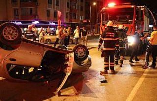 Edirne’de kontrolden çıkan otomobil takla attı:...