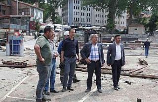 Merkez pazar yeri inşaat alanını inceledi