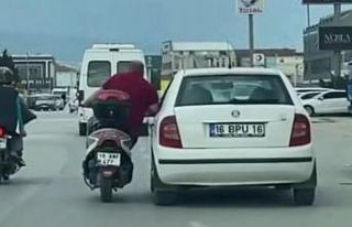 Trafikte tehlikeli yolculuk… Canını dakikalarca...