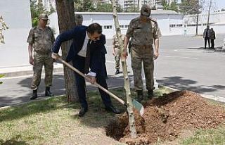 Vali Ayhan Mehmetçik ile birlikte ağaç dikti