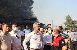 Başkan Oktay ve ekibi yangın bölgesinde yer aldı