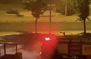 İş makinesine molotoflu saldırı