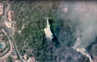 Marmaris’teki orman yangını bölgesi İHA ile...