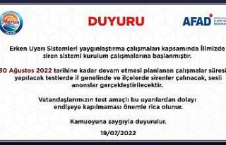 Mersin’de ikaz alarm ve siren testleri yapılacak