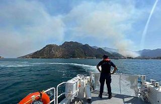 Orman yangını için uçak ve helikopterlerin su...