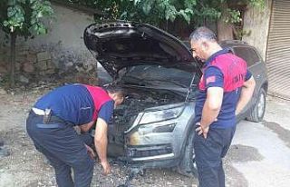Park halindeki otomobilde yangın