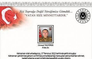 Pençe Harekatı’nda 1 asker şehit düştü