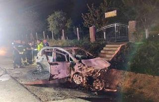 Tekirdağ’da takla atan otomobil alev aldı: 1 yaralı