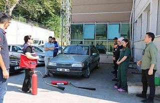 112 Acil Çağrı merkezi personeline yangın tatbikatı