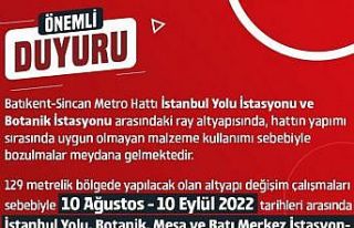 Ankara Metrosu’nda altyapı çalışması yarın...