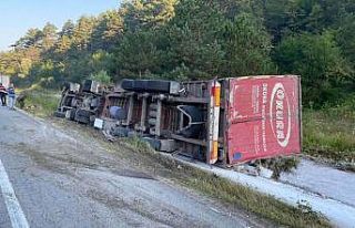 Bilecik’te devrilen tırın sürücüsü yaralandı