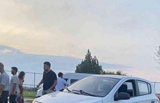 Çim kesen belediye çalışanlarına otomobil çarptı:2...