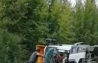 Hafriyat kamyonu devrildi: 1 yaralı