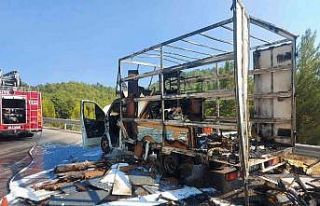 Seyir halindeki kamyonet alev topuna döndü