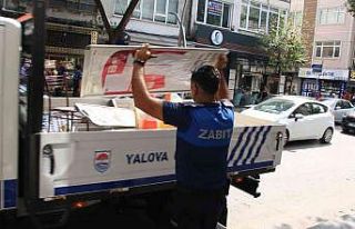 Yalova’da zabıtadan kaldırım işgali operasyonu