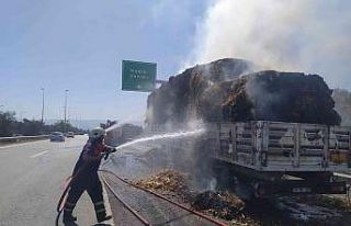Aydın’da samanlı yüklü tır alev aldı
