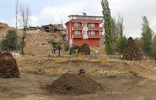Erzincan’da kışlık tezek hazırlığı
