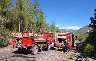 Manisalı itfaiyeciler Marmaris’te yangınla mücadele...