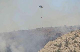 Mersin’deki orman yangınında soğutma çalışmaları...