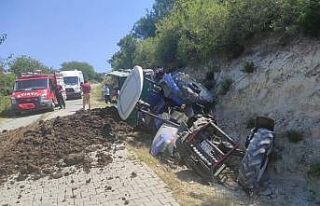 Şarampole devrilen traktörün sürücüsü yaralandı