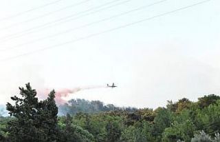 Yangına havadan müdahale başladı