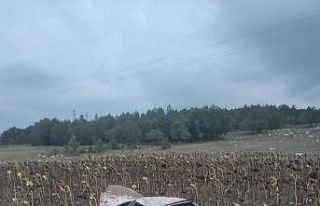 Yoldan çıkan otomobil boş tarlada takla attı:...