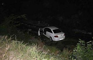 Yolu şaşıran alkollü sürücü dereye uçtu