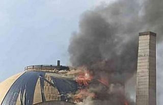 Cami inşaatında korkutan yangın