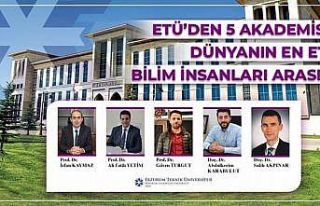ETÜ’den 5 akademisyen dünyanın en etkili bilim...