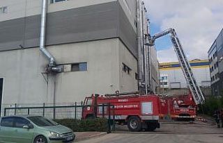 Fabrikanın bacasında çıkan yangın korkuttu