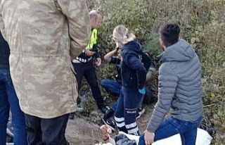 Kamyona çarpan otomobil kanala düştü: 1’i ağır...