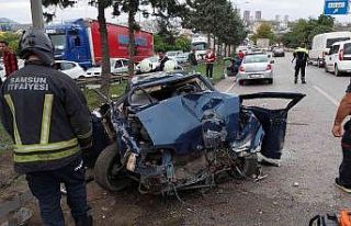 Kazada 2 aylık eşi ölen kadın yaralı halde sedyeden...