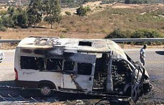 Öğrenci servisinde yangın çıktı