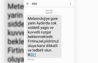 AFAD Aydınlıları cep telefonlarına gönderdiği...