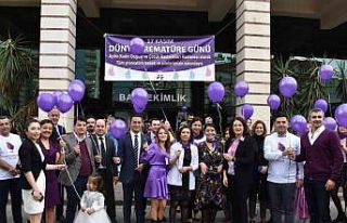 Aydın’da mor balonlar gökyüzüne bırakıldı