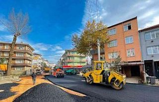 Bin 300 metrelik yola 2 bin 500 ton asfalt serildi