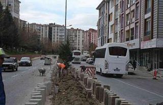 Dumlupınar Bulvarı’nda refüj çalışması