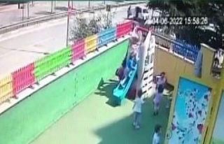 Kreşte 33 aylık çocuğun tehlike atlattığı anlar