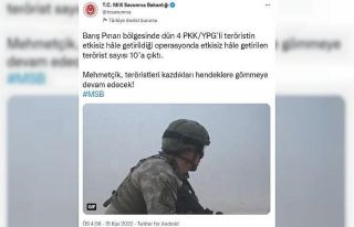 MSB: “Barış Pınarı bölgesinde dünkü operasyonda...