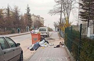 Odunpazarı’nda konteynerden taşan çöpler kaldırımı...