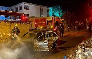 Otomobil, alev alev yandı