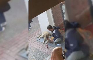 Yemeğini sokak köpeği ile paylaştı, sosyal medyada...