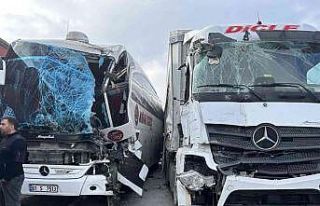 Yolculara çarpmamak için tırıyla bariyerlere çarptı