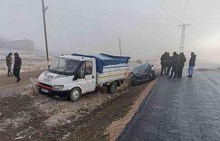 Kontrolden çıkan kamyonete otomobil arkadan çarptı