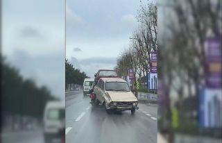 Maltepe’de oto çekiciden tehlikeli taşımacılık...