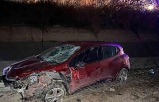 Otomobil sulama kanalına düştü, sürücü yara...